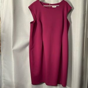Calvin Klein Women’s Barbie Pink Dress  Size 20W with gold zipper detail.